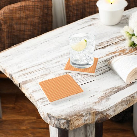 Dessous-de-verre En Pierre Orange Buffalo Plaid Holiday