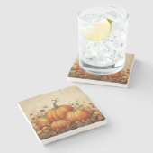 Dessous-de-verre En Pierre Orange Citrouille Russe Automne Thanksgiving (Côté)