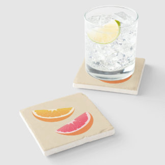 Dessous-de-verre En Pierre Orange & Grapefruit Citrus Stone Coaster