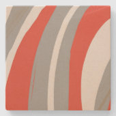 Dessous-de-verre En Pierre Orange gras et gris Abstrait (Devant)