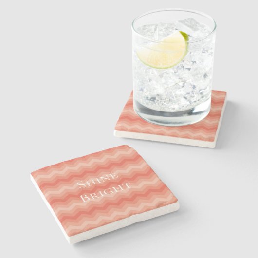Dessous-de-verre En Pierre Orange Peach Chevron (Côté)