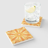 Dessous-de-verre En Pierre Orange tendance, Fractal Jaune (Côté)