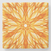 Dessous-de-verre En Pierre Orange tendance, Fractal Jaune (Devant)