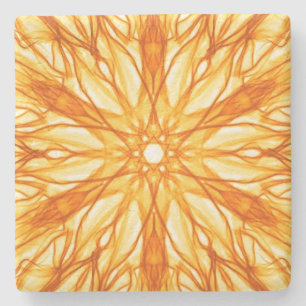 Dessous-de-verre En Pierre Orange tendance, Fractal Jaune
