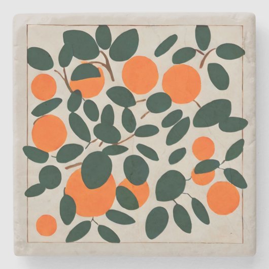 Dessous-de-verre En Pierre Oranges fruits minimal (Devant)