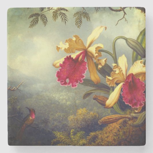 Dessous-de-verre En Pierre Orchidées et colibri Heade (Devant)