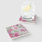 Dessous-de-verre En Pierre Orchidées roses en fleur (Côté)