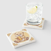 Dessous-de-verre En Pierre oso comiendo miel (Côté)