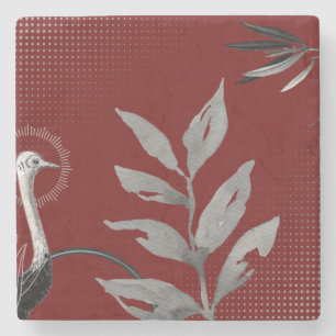 Dessous-de-verre En Pierre Ostrich Feuilles d'aquarelle moderne Bourgogne