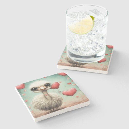 Dessous-de-verre En Pierre Ostrich Love 3 (Côté)