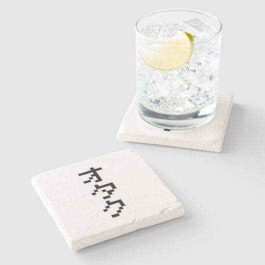 Dessous-de-verre En Pierre OTAKU 8 bits Pixel japonais Katakana vertical (Côté)