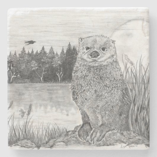 Dessous-de-verre En Pierre Otter (Devant)