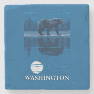 Dessous-de-verre En Pierre Ours dans le clair de lune - Washington