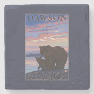 Dessous-de-verre En Pierre Ours et CUB - Dawson, Alaska