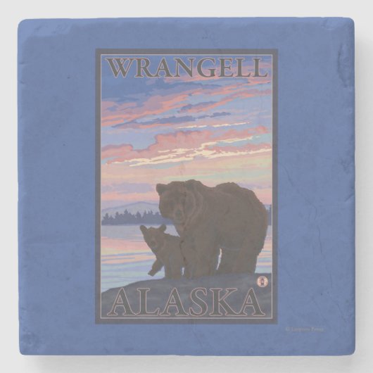 Dessous-de-verre En Pierre Ours et CUB - Wrangell, Alaska (Devant)