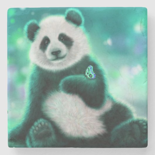 Dessous-de-verre En Pierre Ours Panda (Devant)