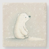Dessous-de-verre En Pierre Ours Polaire Dans Les Snowflakes (Devant)