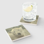 Dessous-de-verre En Pierre ours polaire métallique (Côté)