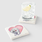 Dessous-de-verre En Pierre Ours polaire Saint Valentin (Côté)