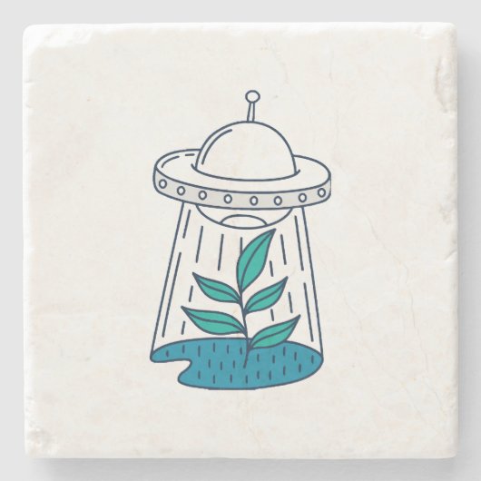 Dessous-de-verre En Pierre OVNI Alien (Devant)