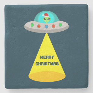 Dessous-de-verre En Pierre OVNI de Noël Ho Ho Alien soucoupe volante Personna