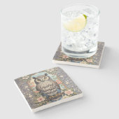 Dessous-de-verre En Pierre Owl Pastel Floral William Morris Inspiré (Côté)