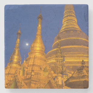 Dessous-de-verre En Pierre Pagode Shwedagon la nuit, Myanmar
