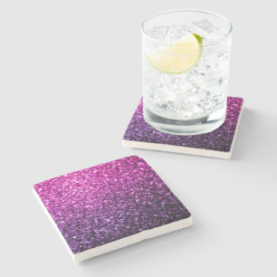 Dessous-de-verre En Pierre Paillettes dégradé rose violet