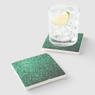Dessous-de-verre En Pierre Paillettes vert émeraude fausses