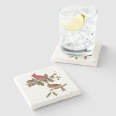 Dessous-de-verre En Pierre Paire cardinale Audubon en amandiers sauvages (Côté)
