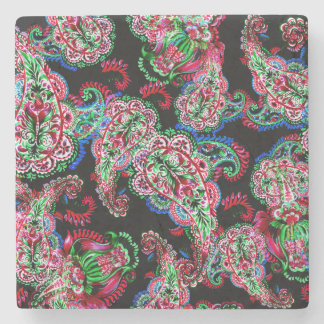 Dessous-de-verre En Pierre Paisley Floral Pattern, Ethnic Arrière - plan.