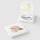 Dessous-de-verre En Pierre Palette Artiste (Côté)