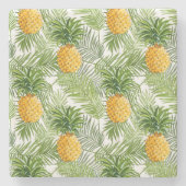 Dessous-de-verre En Pierre Palmettes et ananas tropicaux (Devant)