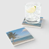 Dessous-de-verre En Pierre Palmier sur une plage (Côté)