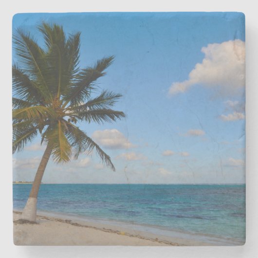 Dessous-de-verre En Pierre Palmier sur une plage (Devant)