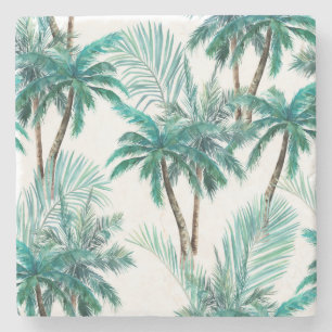 Dessous-de-verre En Pierre Palmier tropical : Motif de la jungle aquarelle.