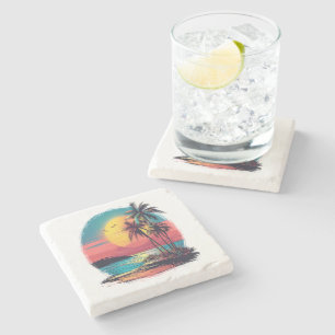Dessous-de-verre En Pierre Palmiers et plage