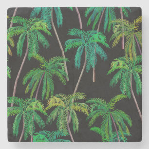 Dessous-de-verre En Pierre Palmiers : Motif d'été acrylique.