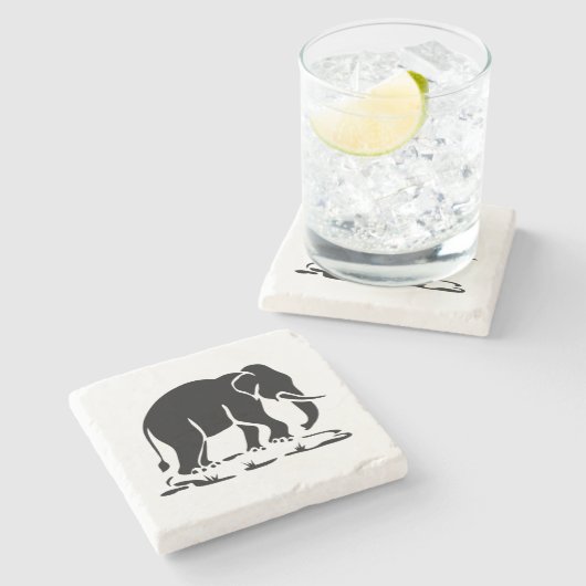 Dessous-de-verre En Pierre Panneau de trekking des éléphants asiatiques devan (Côté)