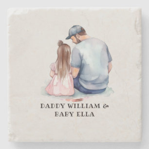 Dessous-de-verre En Pierre Papa et fille personnalisés (8)