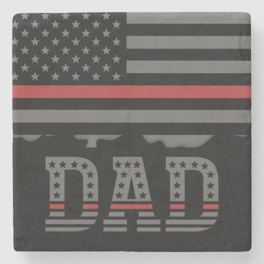 Dessous-de-verre En Pierre Papa Thin Red Line Pompier Papa Cadeau (Devant)