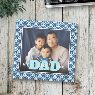 Dessous-de-verre En Pierre Papa We Love You Blue Art Déco Photo personnalisée