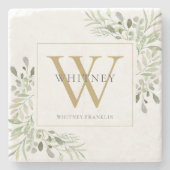 Dessous-de-verre En Pierre Papier Chic Monogramme Or (Devant)