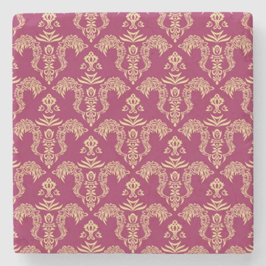 Dessous-de-verre En Pierre Papier peint 4 de damassé (Devant)