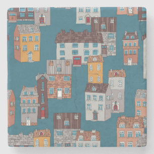 Dessous-de-verre En Pierre Papier peint Cartoon City Vintage
