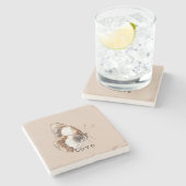 Dessous-de-verre En Pierre Papillon blanc crème (Côté)