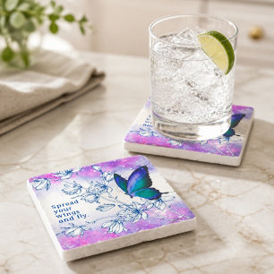 Dessous-de-verre En Pierre Papillon Bleu Inspirant