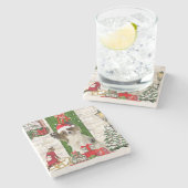 Dessous-de-verre En Pierre Papillon Chien Noël (Côté)