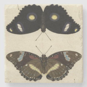 Dessous-de-verre En Pierre Papillon coloré Medley sur Arrière - plan de crème