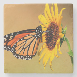 Dessous-de-verre En Pierre Papillon et tournesol de monarque